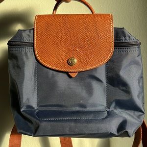 Longchamp mini backpack in navy blue ntw